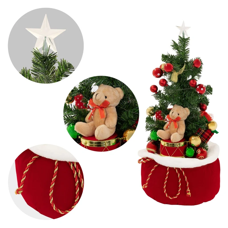 ECD GERMANY | Künstlicher Mini-Weihnachtsbaum mit Beleuchtung Ø34x60 cm Weihnachtsdeko Innen LED-Tannenbaum mit Lichterkette Christbaum