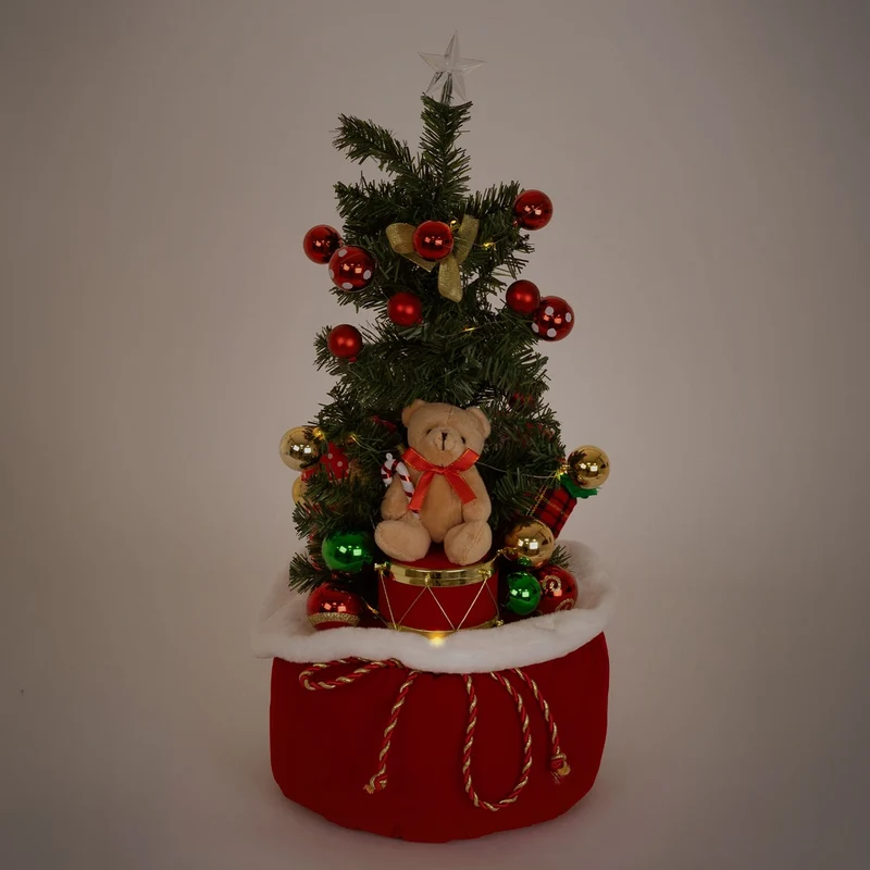 ECD GERMANY | Künstlicher Mini-Weihnachtsbaum mit Beleuchtung Ø34x60 cm Weihnachtsdeko Innen LED-Tannenbaum mit Lichterkette Christbaum