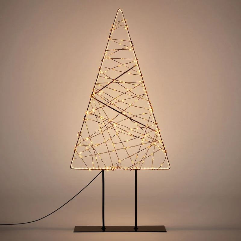 ECD Germany | LED Weihnachtsbaum 56 cm Metall Warmweiß Weihnachtsdeko mit Lichterkette Leuchtbaum auf Ständer Weihnachtsbeleuchtung Innen 330 LED