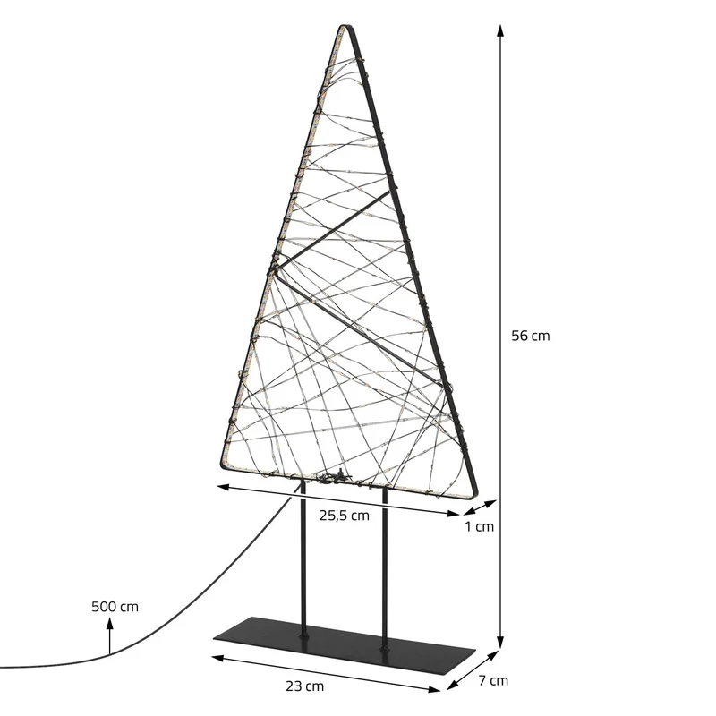 ECD Germany | LED Weihnachtsbaum 56 cm Metall Warmweiß Weihnachtsdeko mit Lichterkette Leuchtbaum auf Ständer Weihnachtsbeleuchtung Innen 330 LED