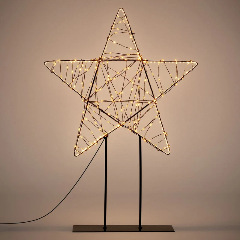ECD Germany | LED Weihnachtsstern 50,5 cm Metall Warmweiß Weihnachtsdeko mit Lichterkette Leuchtstern auf Ständer Weihnachtsbeleuchtung Innen 350 LED