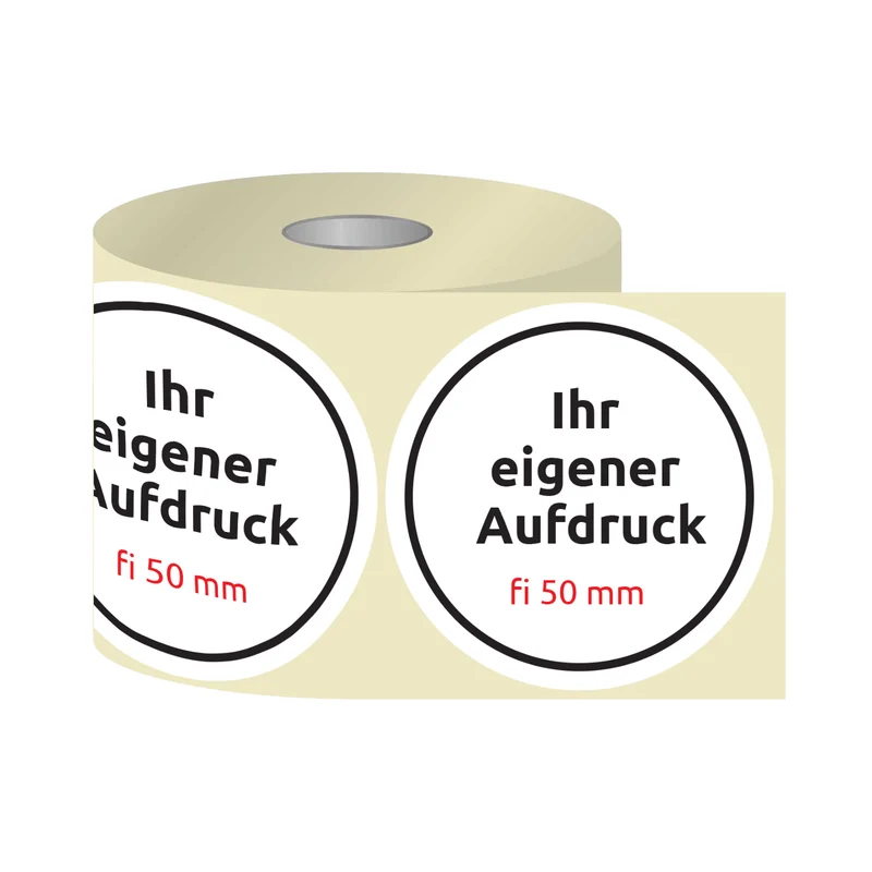 Etiketten, Aufkleber mit Aufdruck Fi 50 mm Rund (verschiedene Ausführungen)