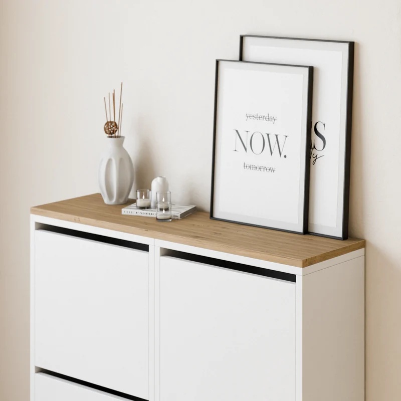 Holzplatte für 2 IKEA Bissa Schuhschränke nebeneinander, 97,8 x 28,0 cm – Eiche, Abdeckplatte für Schuhregal