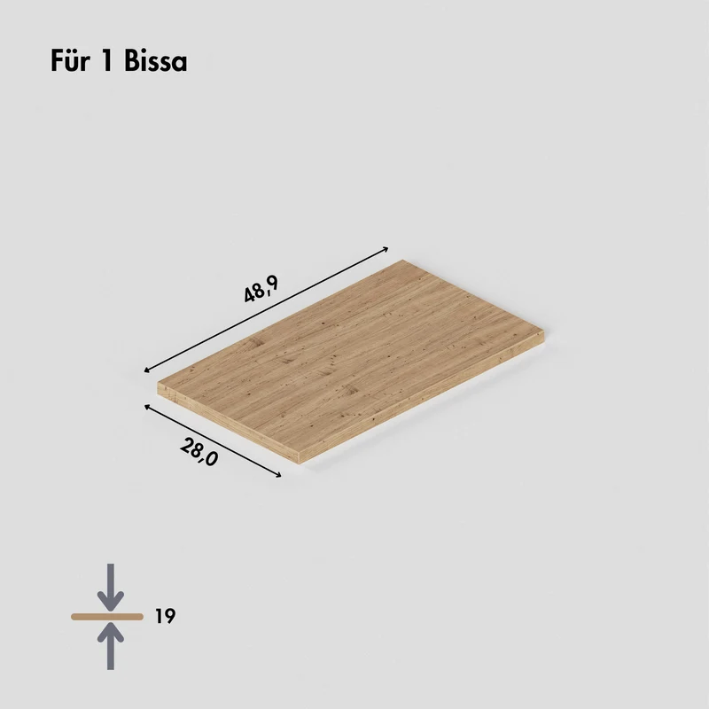 Holzplatte für 1 IKEA Bissa Schuhschrank, 48,9 x 28,0cm - Eiche, Abdeckplatte für Schuhregal