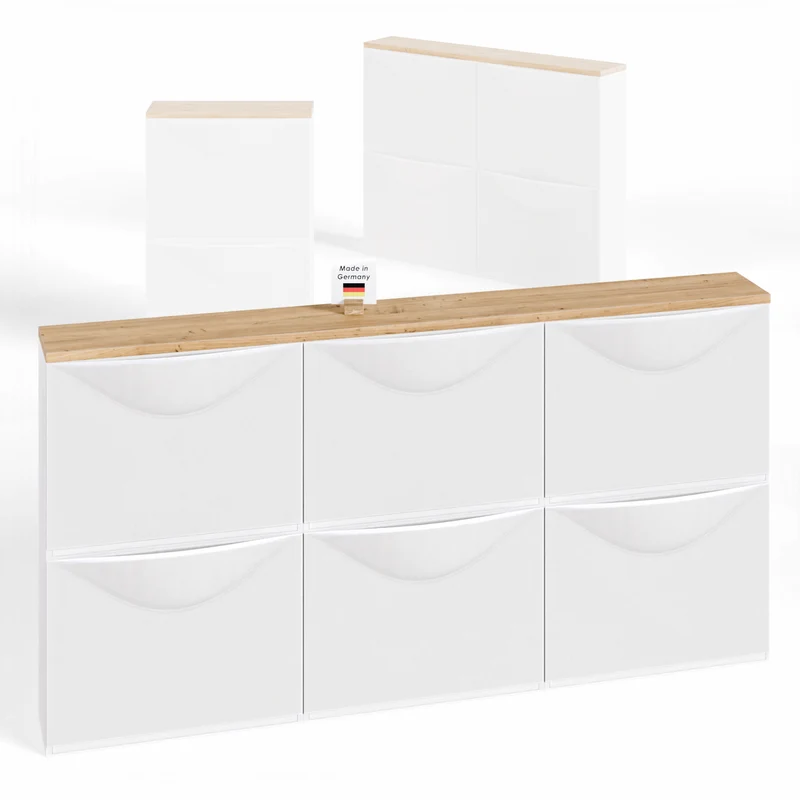 Holzplatte für 3 IKEA Trones Schuhschränke, Eiche - Deckplatte 154,1 x 15,9cm