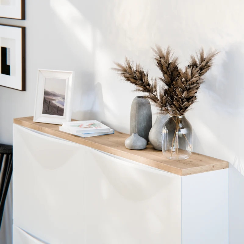 Holzplatte für 2 IKEA Trones Schuhschränke, Eiche - Deckplatte 102,6 x 15,9cm