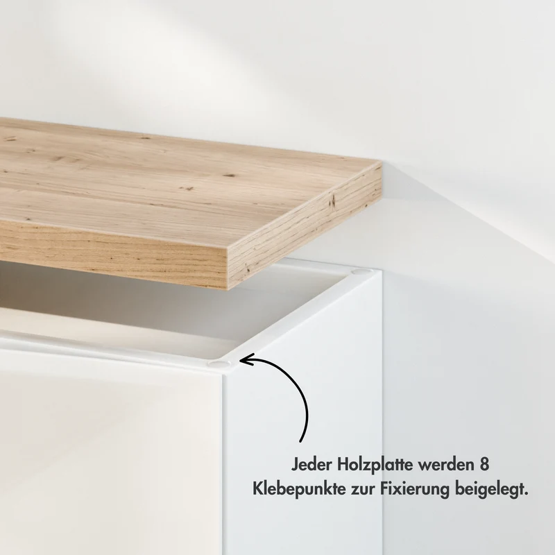 Holzplatte für 2 IKEA Trones Schuhschränke, Eiche - Deckplatte 102,6 x 15,9cm