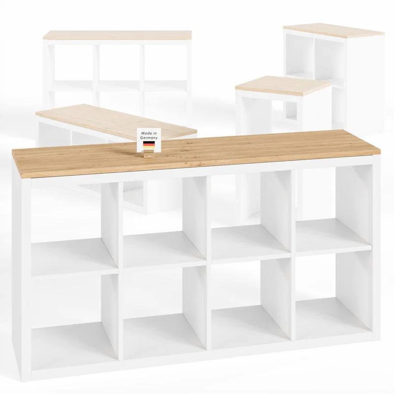 Holzplatte für 4er IKEA Kallax Regal, Eiche - Deckplatte 147 x 39cm