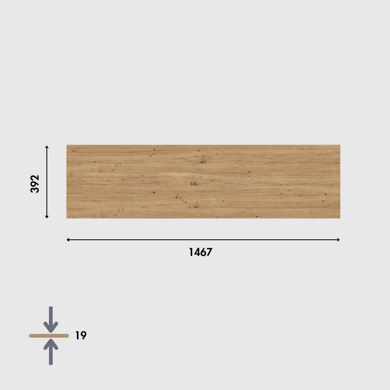 Holzplatte für 4er IKEA Kallax Regal, Eiche - Deckplatte 147 x 39cm
