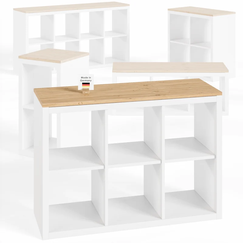 Holzplatte für 3er IKEA Kallax Regal, Eiche - Deckplatte 111,5 x 39cm