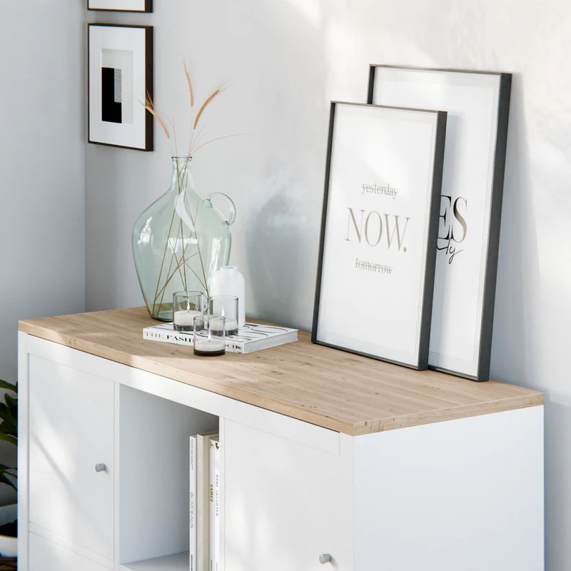 Holzplatte für 3er IKEA Kallax Regal, Eiche - Deckplatte 111,5 x 39cm