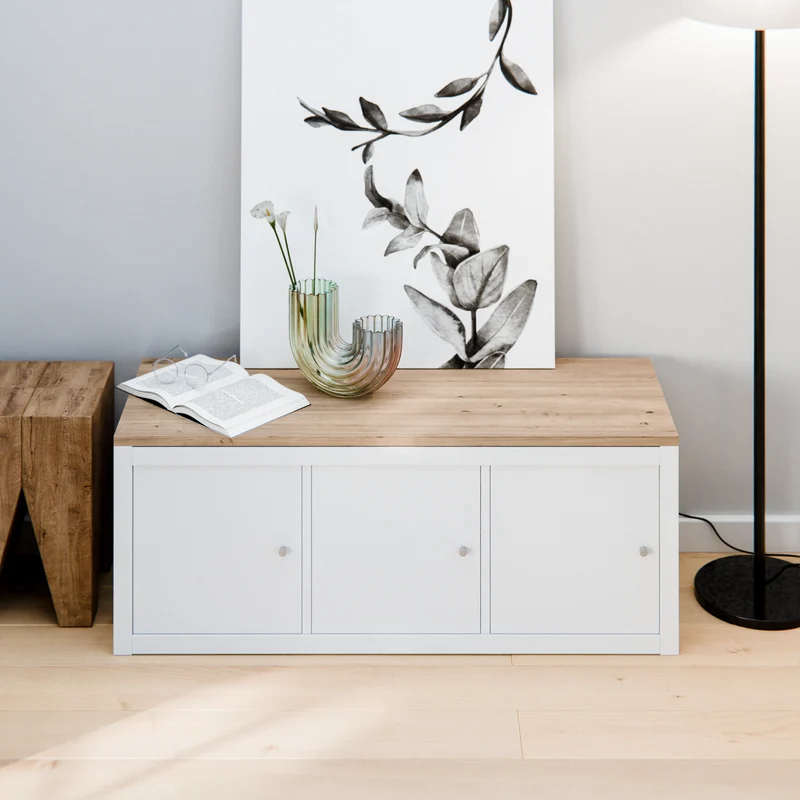 Holzplatte für 3er IKEA Kallax Regal, Eiche - Deckplatte 111,5 x 39cm