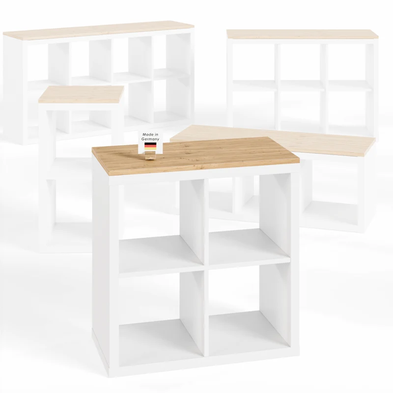 Holzplatte für 2er IKEA Kallax Regal, Eiche - Deckplatte 76 x 39cm