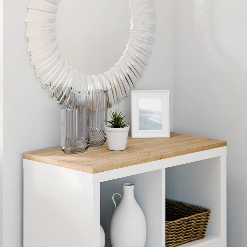 Holzplatte für 2er IKEA Kallax Regal, Eiche - Deckplatte 76 x 39cm
