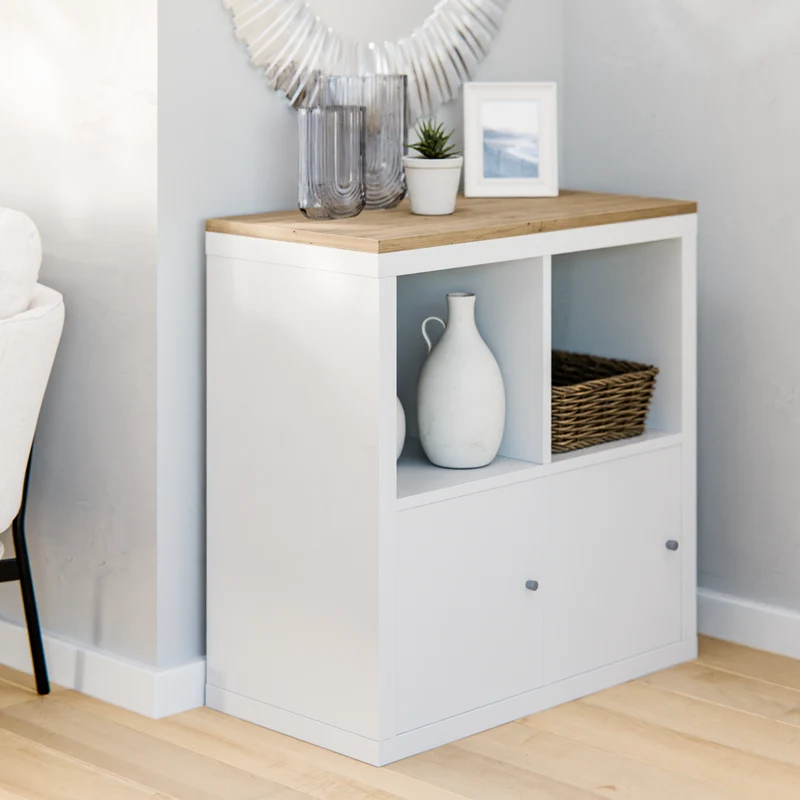 Holzplatte für 2er IKEA Kallax Regal, Eiche - Deckplatte 76 x 39cm