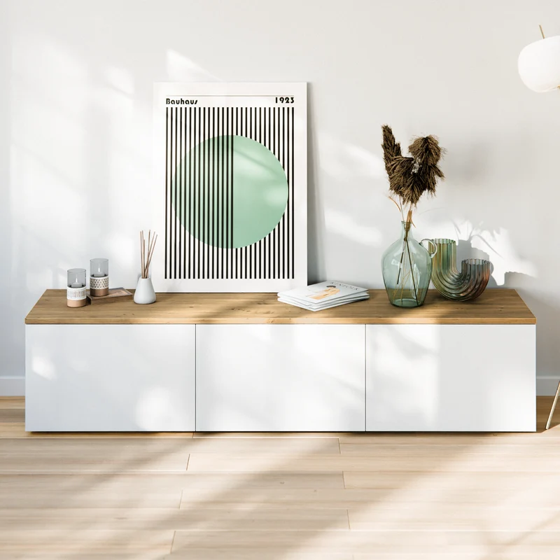 Holzplatte für IKEA Besta Regal 180 x 42cm, Eichen Deckplatte
