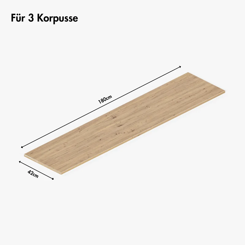 Holzplatte für IKEA Besta Regal 180 x 42cm, Eichen Deckplatte