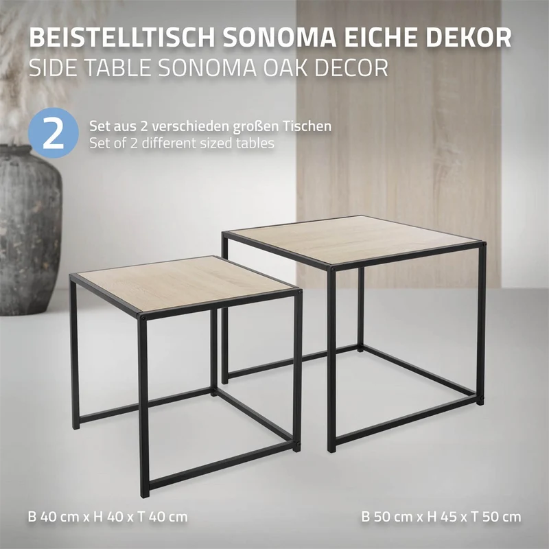 ML-Design | Beistelltisch 2er Set aus Metall, Couchtisch Satztische 2 Größen