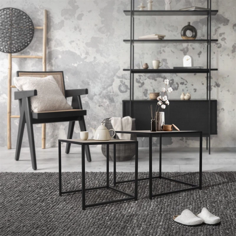 ML-Design | Beistelltisch 2er Set aus Metall, Couchtisch Satztische 2 Größen