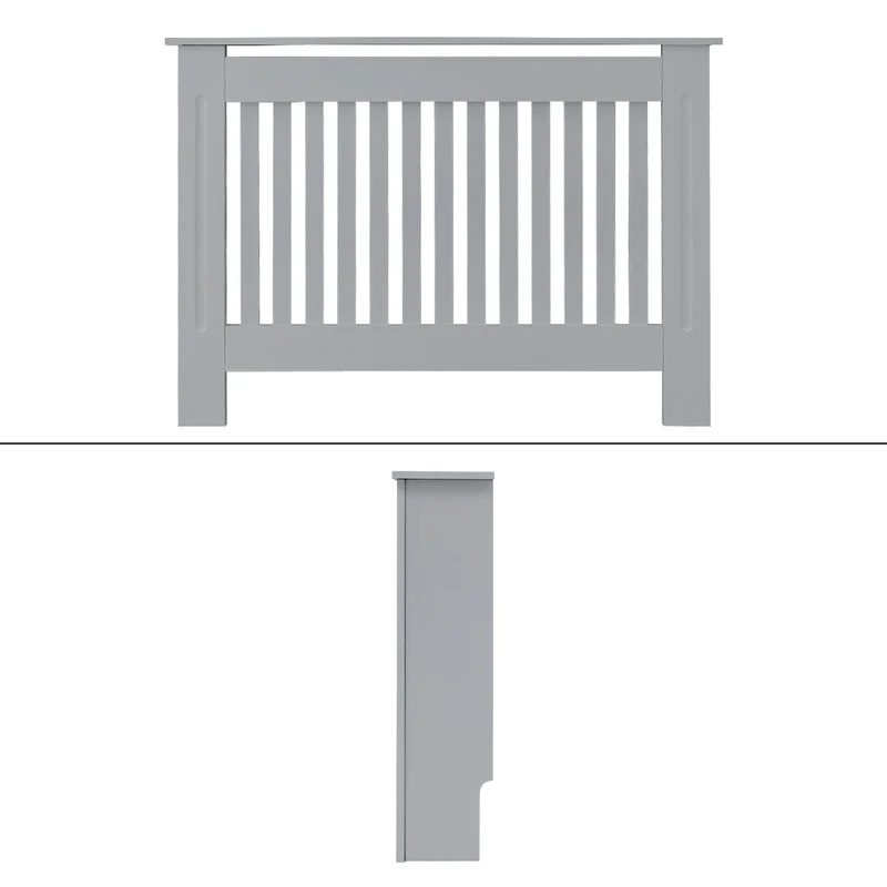 Heizkörperverkleidung 112x19x82 cm Landhaus Grau aus MDF ML-Design