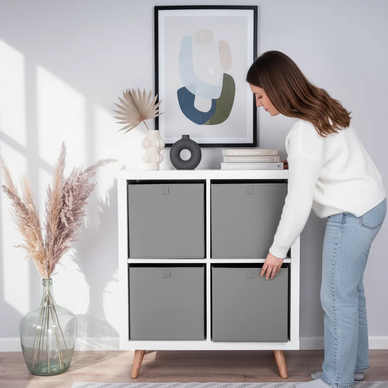 Box für Ikea Kallax Regal, faltbare Stoffbox, Kiste - Grau