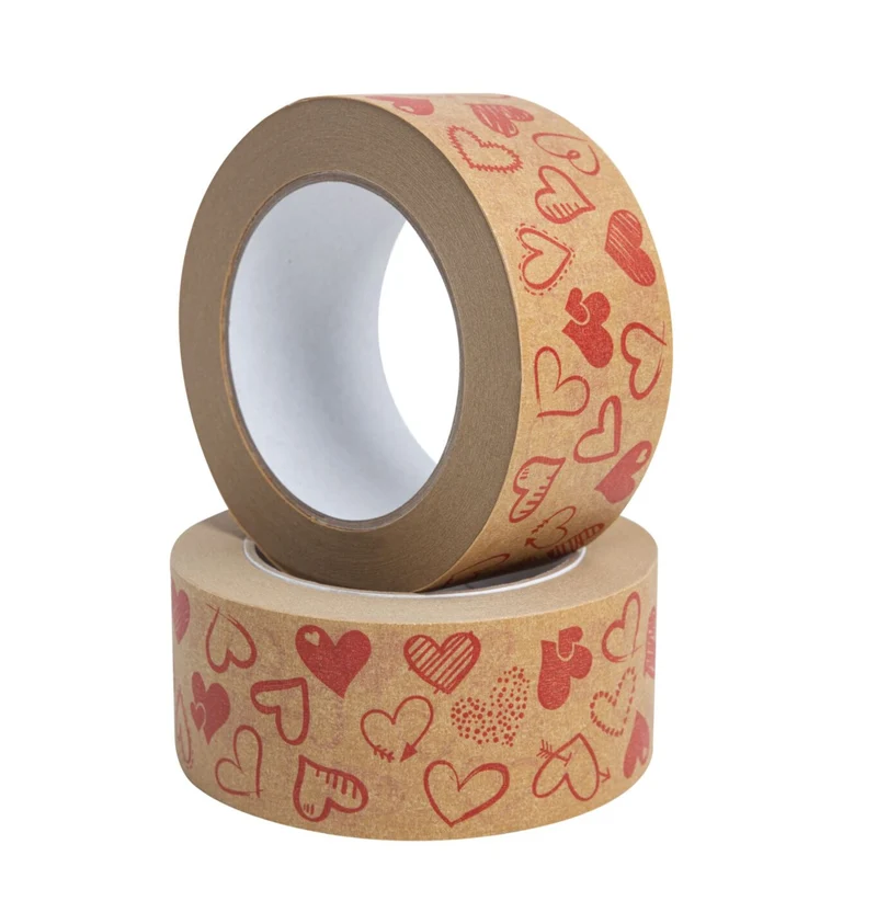 Papier-Packklebeband Solvent mit Herz-Aufdruck, Valentinstag 50 mm x 60 m