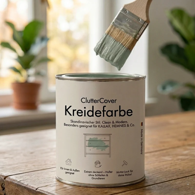 Möbelfarbe ohne Schleifen, Salbei 750ml Kreidefarbe ideal für IKEA Möbel, Kreidelack für ca. 6m²