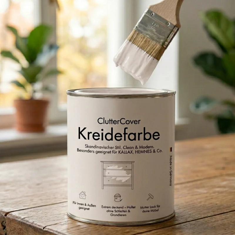 Möbelfarbe ohne Schleifen, Weiß 750ml Kreidefarbe ideal für IKEA Möbel, Kreidelack für ca. 6m²