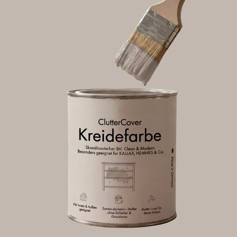 Möbelfarbe ohne Schleifen, 750ml Kreidefarbe ideal für IKEA Möbel, Kreidelack in Weiß, Beige, Rosa, Blau & Grün, für ca. 6m²