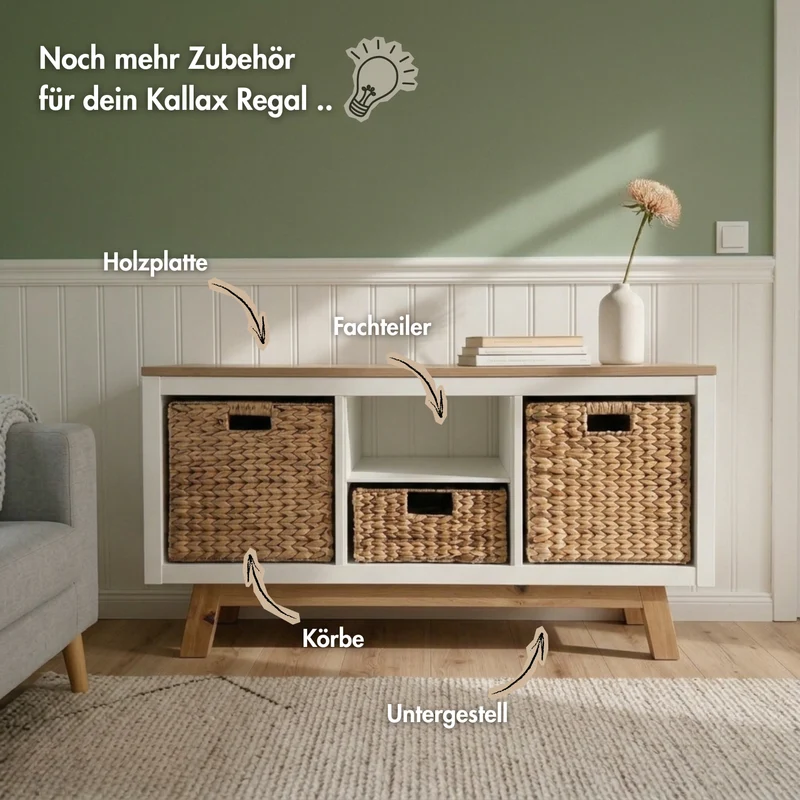 Untergestell für IKEA Kallax Regal 3 Fächer Breite, Holzgestell 97 x 33 x 14cm, Artisan Eiche