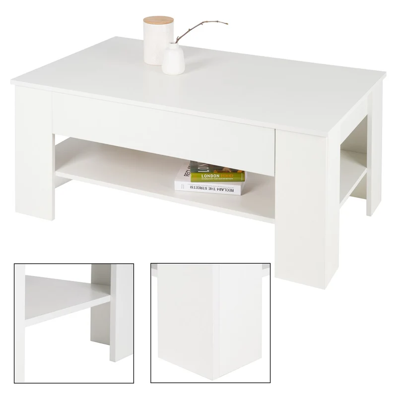ML-Design | Couchtisch mit Schublade und Ablage 110x65x48 cm, Sofatisch mit Stauraum
