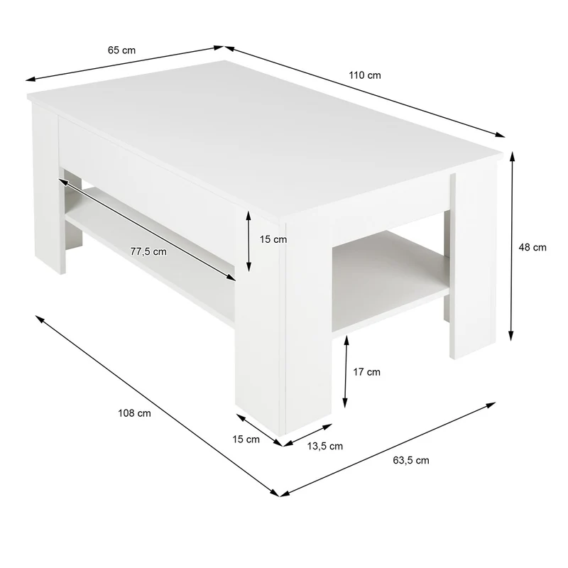 ML-Design | Couchtisch mit Schublade und Ablage 110x65x48 cm, Sofatisch mit Stauraum