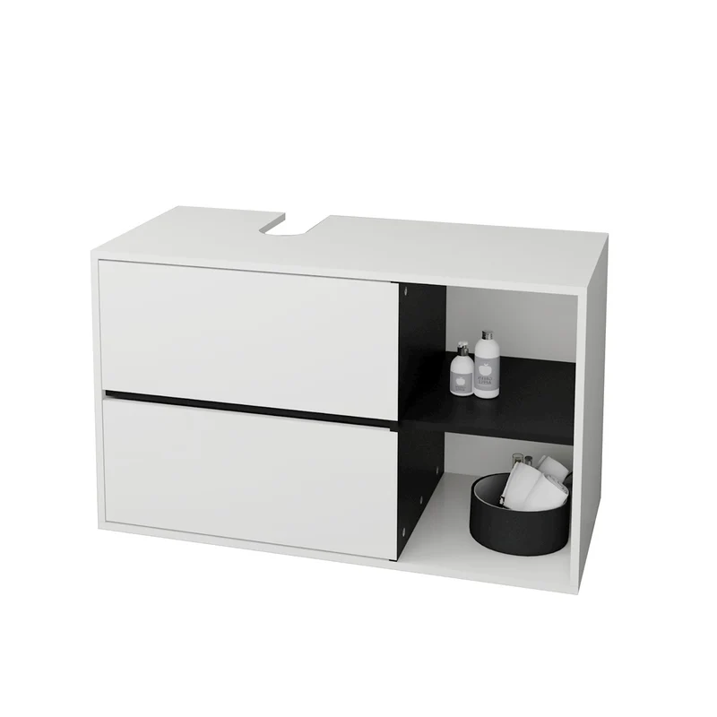ML-Design | Waschbeckenunterschrank Badezimmerschrank 100x60x45,5 cm mit 2 Schubladen und Ablagen