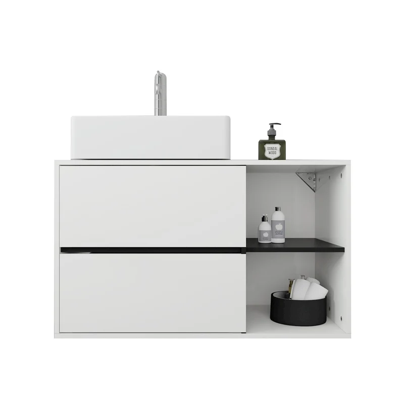 ML-Design | Waschbeckenunterschrank Badezimmerschrank 100x60x45,5 cm mit 2 Schubladen und Ablagen