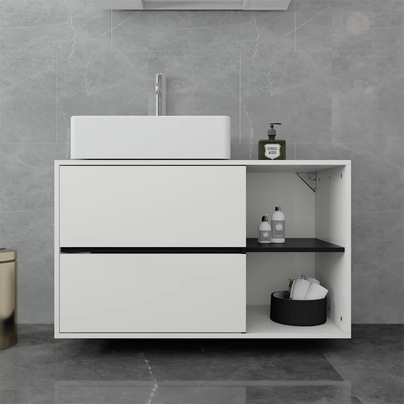 ML-Design | Waschbeckenunterschrank Badezimmerschrank 100x60x45,5 cm mit 2 Schubladen und Ablagen