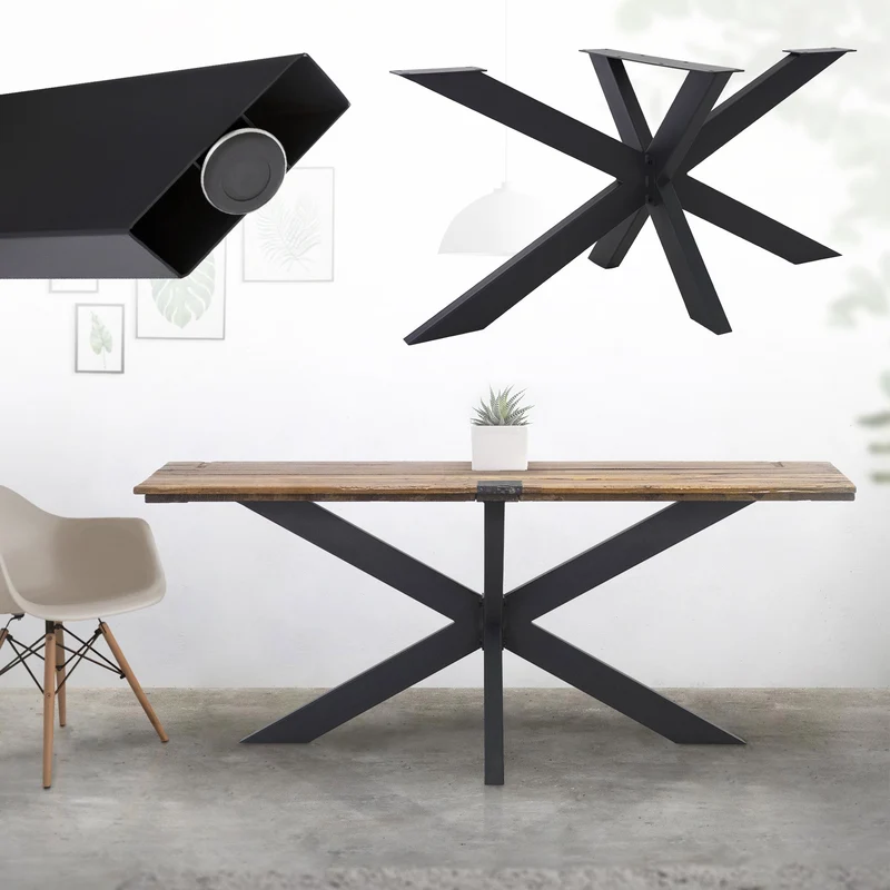 B-Ware Tischbeine X-Design 78x71x120 cm Schwarz aus Metall ML-Design