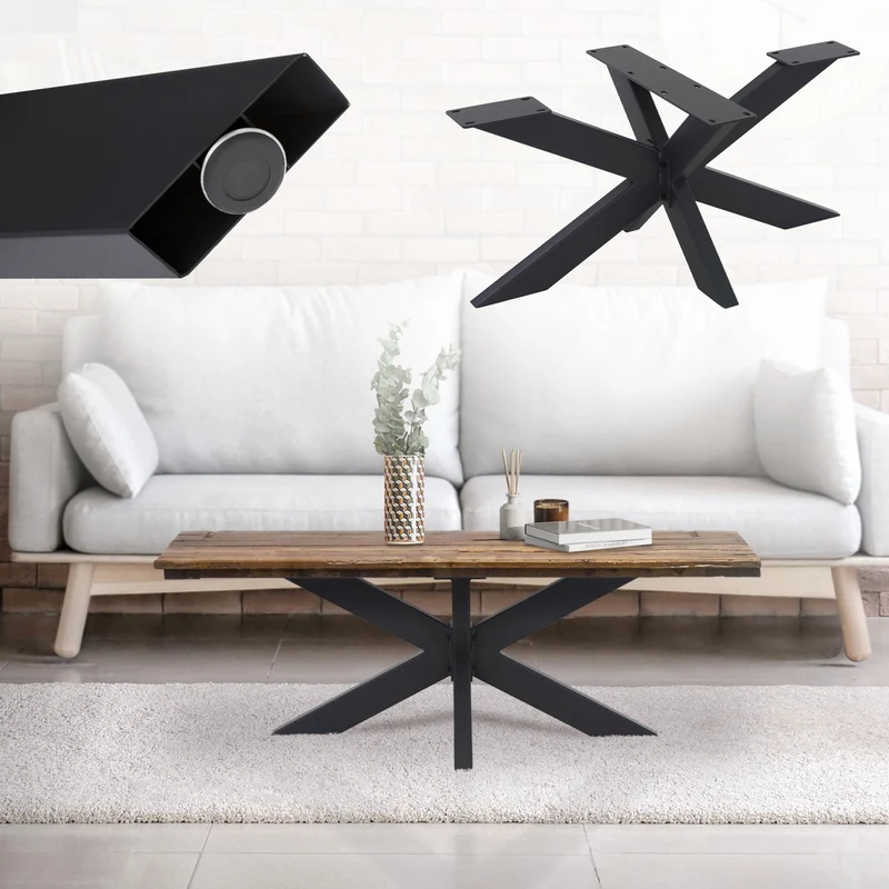 B-Ware Tischbeine Tischgestell X-Design 98 x 58 x 43 cm Schwarz aus Metall ML-Design