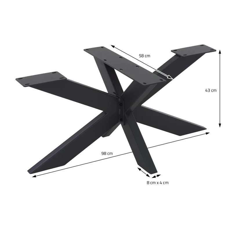 B-Ware Tischbeine Tischgestell X-Design 98 x 58 x 43 cm Schwarz aus Metall ML-Design