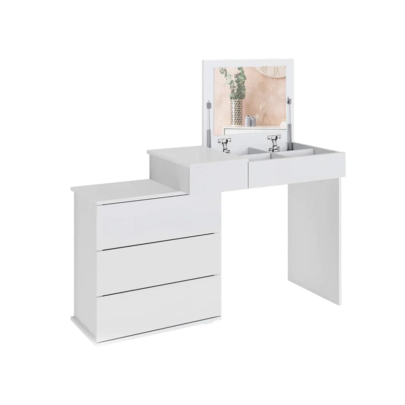 ML-Design | Schminktisch Frisiertisch 117,5x78x45 cm in Weiß mit Klappspiegel & 4 Schubladen