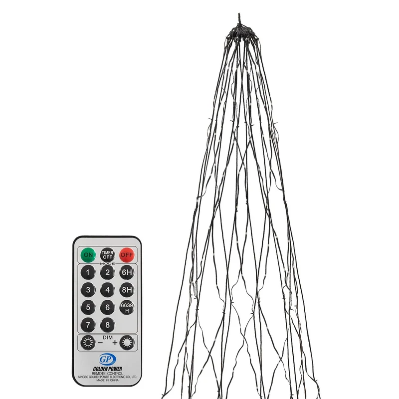 ECD GERMANY | LED Lichterkette für Fahnenmast und Weihnachtsbaum 8m Warmweiß 1440 LED Weihnachtsbeleuchtung Außen Garten Beleuchtung Baum Überwurf