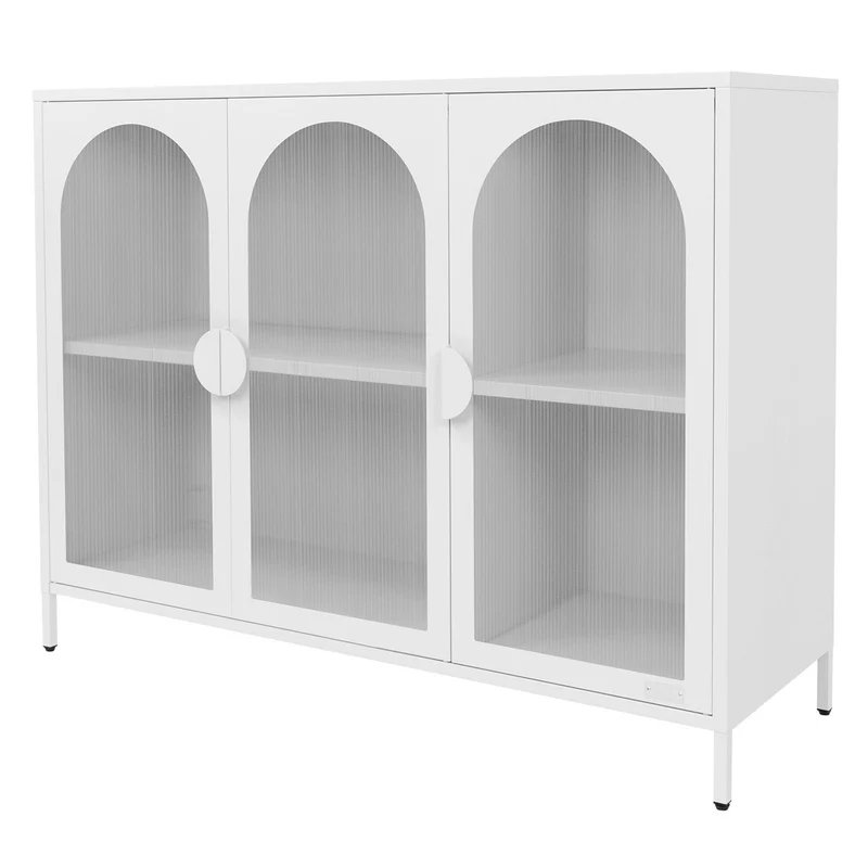 ML-Design | Vitrinenschrank mit 4 Ablage-/Regalfächer 120x93x40 cm, Vitrine aus Stahl