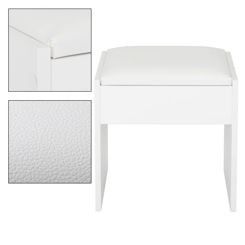 Sitzhocker mit gepolstertem Kissen und Bezug 40x43x29,5 cm Weiß