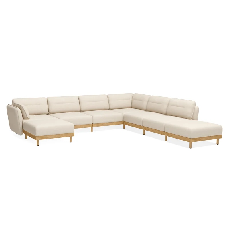 Ecksofa Mio Soft 6-Sitzer mit 2x Chaiselongue Eiche