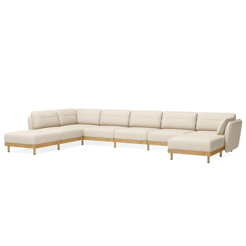 Ecksofa Mio Soft 6-Sitzer mit 2x Chaiselongue Eiche
