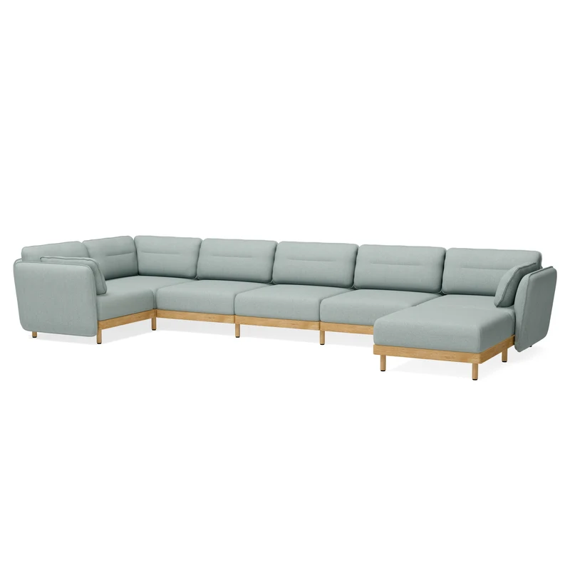 Ecksofa Mio Soft 6-Sitzer mit Chaiselongue Eiche