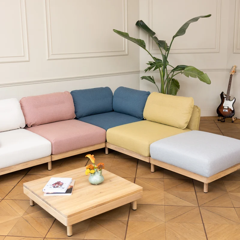Ecksofa Mio Soft 5-Sitzer mit Chaiselongue Eiche