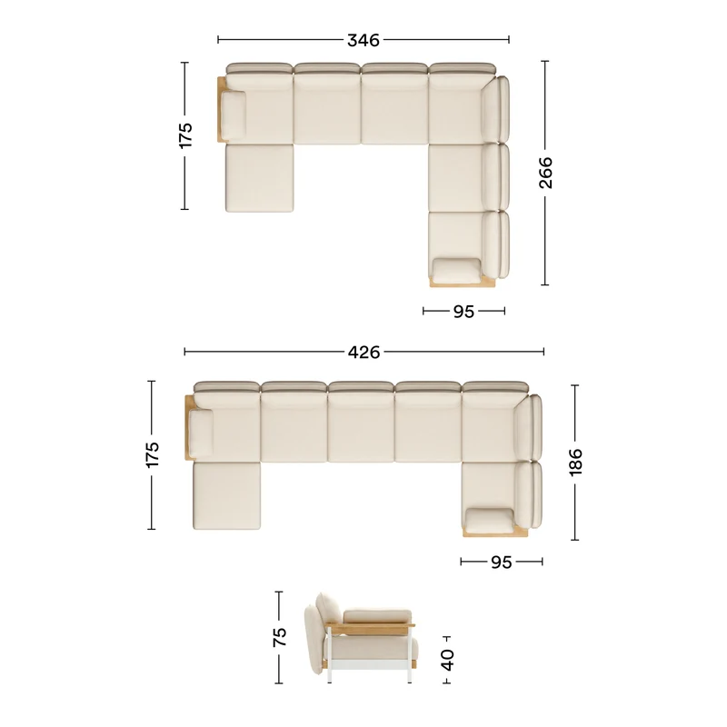 Ecksofa Mio Lounge 6-Sitzer mit Chaiselongue