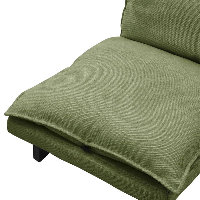 Bodenstuhl Grün Bodensessel gepolstert mit verstellbarer Rückenlehne Leinenbezug robustes Stahlgestell ML-Design
