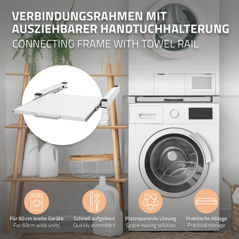 B-Ware Zwischenbaurahmen mit Ausziehplatte 60x60 cm Weiß aus Stahl ML-Design