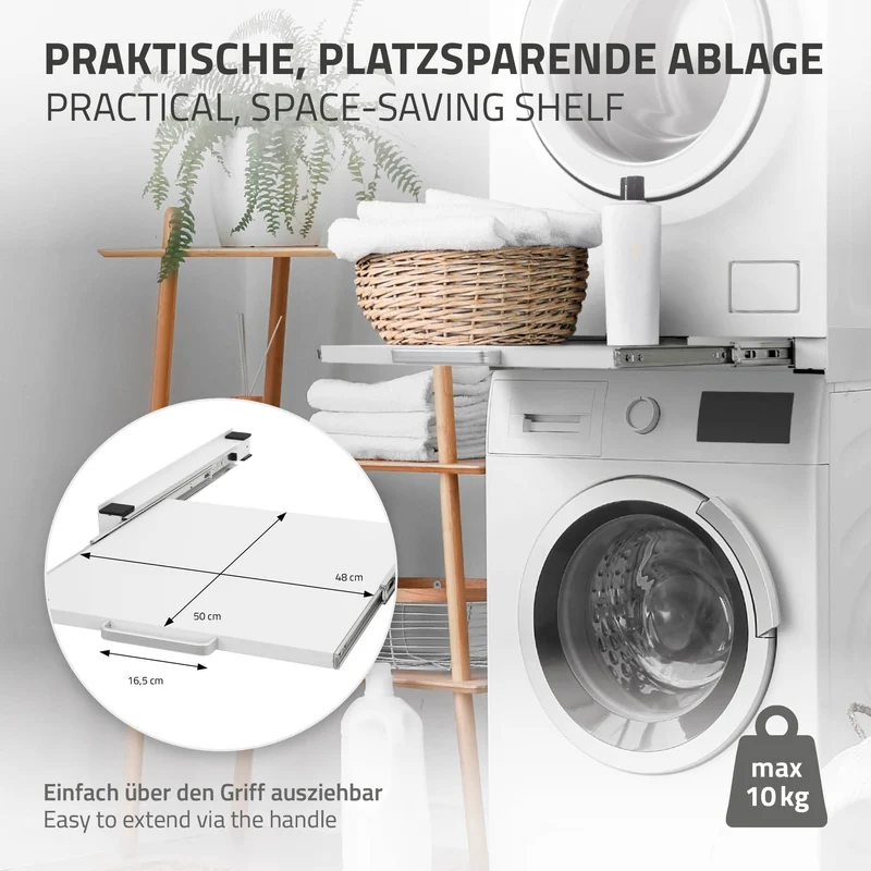 B-Ware Zwischenbaurahmen mit Ausziehplatte 60x60 cm Weiß aus Stahl ML-Design